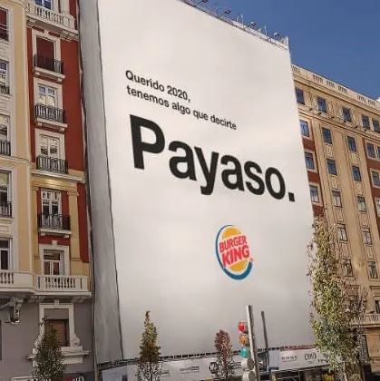 Campaña publicitaria de Burger King exitosa en el año 2020